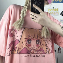 Cute Cartoon Sweet Girls Japanese Streetwear Harajuku Fun Pink Kawaii Casual Tops Ulzzang Vintage Loose New Summer Women T-Shirt 2024 - buy cheap