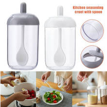 Glass Plastic Seasoning Bottle Salt Storage Box Spice Jar for Salt Sugar Pepper Powder with Spoon Transparent Kitchen Supplies 2024 - buy cheap