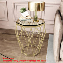 47cm Nordic Geometry Iron Art Tea Table Creative Small Tempered Glass Desktop Iron Leg Living Room Table Fashion Home Furniture 2024 - buy cheap
