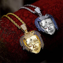 Rapper Necklace Hiphop Iced Out Crystal Pendant Necklace Twist Chain Charm Jewelry Gifts 2024 - buy cheap