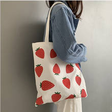 2019 New Large Capacity Strawberry Print Handbags Canvas Women Shoulder Bags Portable High Quality Lady Girls Shopping Totes 2024 - buy cheap
