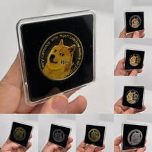 Dogecoin-monedas conmemorativas de perro bonito chapado en oro, 8 diseños, colección de recuerdos, regalos con funda cuadrada acrílica 2024 - compra barato