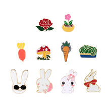 Cute Bunny Rabbit Carrot Flower Enamel Pins Brooches Jackets Coat Bag Hat Metal Collar Lapel Pin Badges Jewelry Gifts for Kids 2024 - buy cheap