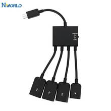 Multifunción negro 4 puertos Micro USB Power Charging concentrador cables OTG cable adaptador conector para Tablet Android Smartphone 2024 - compra barato