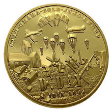 D-Day Souvenir Coin The Normandy Langding Collectible Gold Plated Challenge Coin WWII Veterans Commemorative Coin