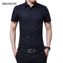 BROWON Brand New Formal Shirt Men Short Sleeve Shirt Turn Down Color Slim Fit Casual Shirt Plus Size M-5XL Camisa Masculina 2024 - buy cheap