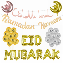 Decoración Eid Mubarak para fiesta, pancarta de globo de ramadán de oro y plata, decoración colgante para fiesta musulmana, Festival Islámico 2024 - compra barato