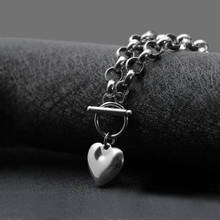Titânio aço pingente colar de jóias de aço inoxidável com corrente amor coração-em forma de acessórios simples namorada feminino 2024 - compre barato