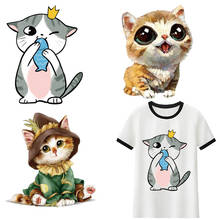 Iron on Cute Cat Animal Patches  for Kids Clothing DIY T-shirt Applique Heat Transfer Vinyl Unicorn Patch Stickers Thermal Press 2024 - buy cheap