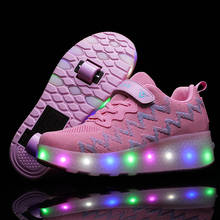 Children Two Wheels Luminous Glowing Sneakers Black Red Pink Led Light Roller Skate Shoes Kids Led Shoes Boys Girls USB Charging 2024 - buy cheap