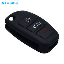 Силиконовый чехол для ключей от машины для Audi A3 A4 A6 A8 TT Q7 3 кнопки Складной Дистанционный Fob защитный чехол черный брелок сумка авто аксессуар 2024 - купить недорого