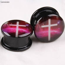 Leosoxs 2pcs Beautiful Powder Cross Oil Drop Ear Expander Ear Expander Piercing Jewelry EAR PLUG 2024 - buy cheap