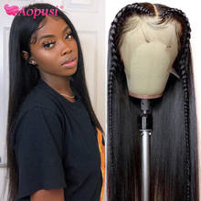 Aopusi Lace Front Human Hair Wigs Peruvian Straight Hair 13x4 Lace Front Wig Natural Black With Baby Hair Pre Plucked Wig Remy 2024 - buy cheap