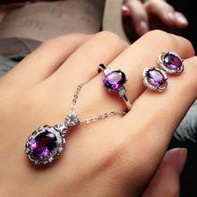 SHILOVEM 925 STERLING SILVER PIEZOELECTRICITY AMETHYST RINGS EARRINGS PENDANTS FINE JEWELRY SEND NECKLACE NEW TFTZ10120911AGZ 2024 - buy cheap