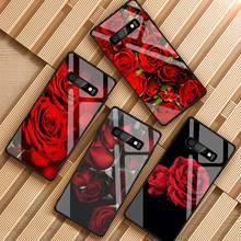 Dia dos namorados rosas vidro temperado caixa do telefone para samsung galaxy s8 s9 s10 s20 plus j6 j8 2018 nota 8 9 10 capa escudo 2024 - compre barato