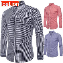 IceLion 2021 Autumn Fashion Shirts Men Cotton Long Sleeve Slim Fit Striped Men's Shirt Casual Brand Camisa Masculina Comfortable 2024 - buy cheap