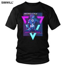 Retro Futuristic Style Woman DJ Tee Cool Casual Pure Cotton T-Shirt Men Short Sleeves Crew Neck Retrowave Shirts Summer Clothing 2024 - buy cheap