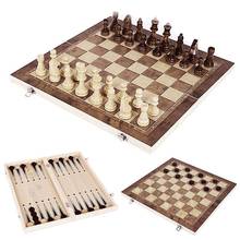 Juego de ajedrez 3 en 1, tablero de ajedrez plegable de madera, ajedrez de viaje para interiores 2024 - compra barato