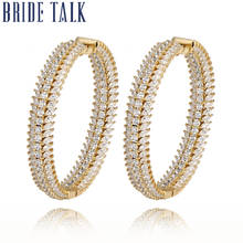 Bride Talk Pretty Earrings Hoop Round Shape AAA Cubic Zirconia Shiny Crystal Indian Women Earring Jewelry For Wedding Engagement 2024 - buy cheap