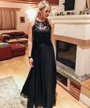 Lorie 2020 Black Evening Dress Long Lace Chiffon Elegant Special Occasion Gowns Sleeveless A-line Formal Party Prom Dresses 2024 - buy cheap