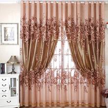 Cortina de janela de tule jacquard com flores, cortina de decoração para quarto, varanda, sala de estar, decoração de casa 2021, 1 peça 2024 - compre barato