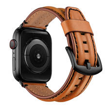 Correa de lujo estilo U para Apple Watch, banda de 38mm, 40mm, 42mm y 44mm, pulsera de cuero Real para Apple iWatch Series 2 3 4 5 6 2024 - compra barato