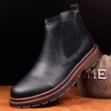 British style men casual cowboy boots natural leather tooling shoes platform chelsea boot vintage ankle botas zapatos de hombre 2024 - buy cheap