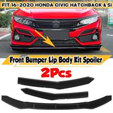 2PCS Car Front Bumper Splitter Lip Diffuser Spoiler Cover Body Kit Deflector Lips For Honda For Civic Hatchback & Si 2016-2020 2024 - buy cheap