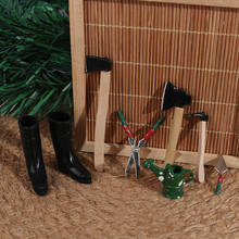 7 шт./компл. 1:12 миниатюрный садовый инструмент для кукольного домика поливочная банка + ножницы + топоры + обувь декоративная модель для кукол детская мебель игрушки «сделай сам» Аксессуары 2024 - купить недорого