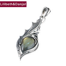 Dragon Soul Pure 925 Sterling Silver Inlaid Natural Moonstone Free Black Leather Rope Necklace Pendant Jewelry Women Men 2021 P2 2024 - buy cheap