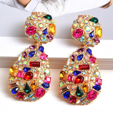 Wholeslae New Colorful Crystals Drop Earrings Fine Jewelry Accessories for Women Fashion Trend Rhinestone Pendientes 2024 - buy cheap