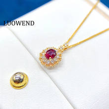 Luowend-colar com pingente de ouro 18k, halo 100%, joias com pedras preciosas e diamante, halo azul natural 2024 - compre barato