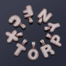 AAA+ Cubic Zirconia Paved Iced Out Bling Bubble Letters Pendants Necklace for Men Women Hip Hop  Jewelry Rose Gold Silver Color 2024 - buy cheap