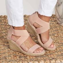 Wedges peep toe summer shoes women sandals zipper fashion high heels pumps woman shoes  female sandals 2024 - buy cheap