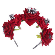 Skull Headband Rose Flower Crown Hairband Day of The Dead Headband Costume Mexican Headpiece 2024 - buy cheap