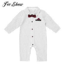Gentlemen Infant Baby Boys One-piece Shirt Collar Long Sleeve Cotton Jumpsuit Rompers with Bowknot Newborn Wedding Party Clothes 2024 - buy cheap