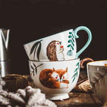 Taza de café de cerámica de animales del bosque pintados a mano de estilo nórdico, taza de té de la tarde de la Oficina, taza de zumo de leche para el hogar, vajilla para beber 2024 - compra barato