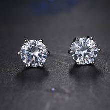 LXOEN Small Round Zircon Stud Earrings for Women and Men Classic Druzy Silver Color Earrings Jewelry Brinco 2024 - buy cheap