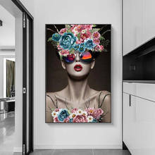 Abstract Beauty Wall Art Canvas Prints Modern Girl With Glass Flowers Canvas Paintings Pop Art Canvas Wall Pictures Home Decor 2024 - buy cheap