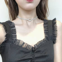 Trendy Love Heart Korean Choker Necklace Women Collares Charm Rhinestone Crystal Choker Chain Necklaces Jewelry Collier Femme 2024 - buy cheap