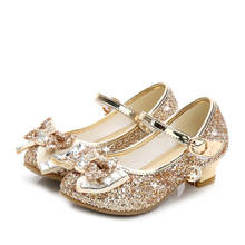 Yoliyolei Весенняя детская обувь с кристаллами, туфли принцессы для девочек, блестящие детские танцевальные повседневные популярные кожаные сандалии для маленьких девочек 2024 - купить недорого