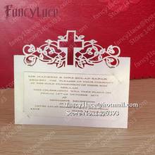 50pcs Christening Baptism laser cut table decoration card Cross Personalized Place card name card for party and wedding favor 2024 - buy cheap