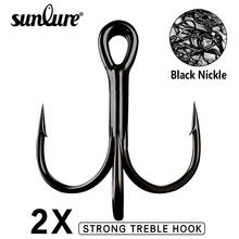 Sunlure 10 pçs/lote 1 Saltwater Fishing Hook-2-4-6-8-10-12-2/0-3/0-4/0-Carbono de Alta Gancho Treble Anzol de Alta Resistência de Aço Preto 2024 - compre barato