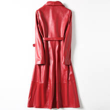 Кожаная куртка 2020, весенне-осенняя женская куртка из натуральной овечьей кожи, женская длинная ветрозащитная куртка Mujer DJN811 2024 - купить недорого
