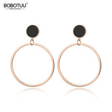 BOBOTUU Stainless Steel Black Acrylic Disc & Circle Earrings Jewelry Rose Gold Trendy Earrings For Lady Women Gift BE18077 2024 - buy cheap