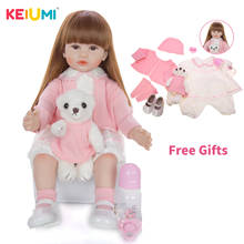 Keiumi-bonecas reborn, bonecas realistas para bebês, 60 cm, feito à mão, material macio, corpo de princesa, cabelo longo, presente para o dia das crianças 2024 - compre barato