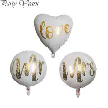 10pcs 18inch Round White Gold Glitter Print Mr&Mrs Foil Balloons Bride Mariage Wedding Valentine's Day Event Air Globos Supplies 2024 - buy cheap