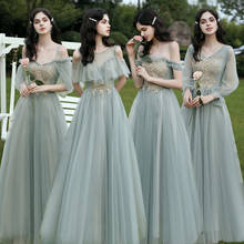 Shining Sequin Bridesmaid Dresses Appliques A Line Wedding Party Prom Gowns Aqua Green Floor Length Elegant Women Dress R019 2024 - buy cheap