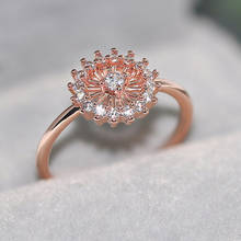 Anel tendência com flores do sol para mulheres, anel cristal cz cor ouro rosa presente de festa de aniversário joia da moda r906 2024 - compre barato