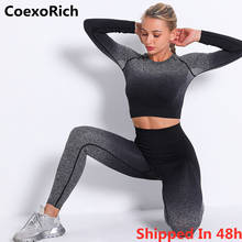 Sport Set Tracksuit Women Fitness Gym Clothing Seamless Yoga Suit Ombre Crop Top Running Tights Leggings Workout Sportswear 2024 - buy cheap